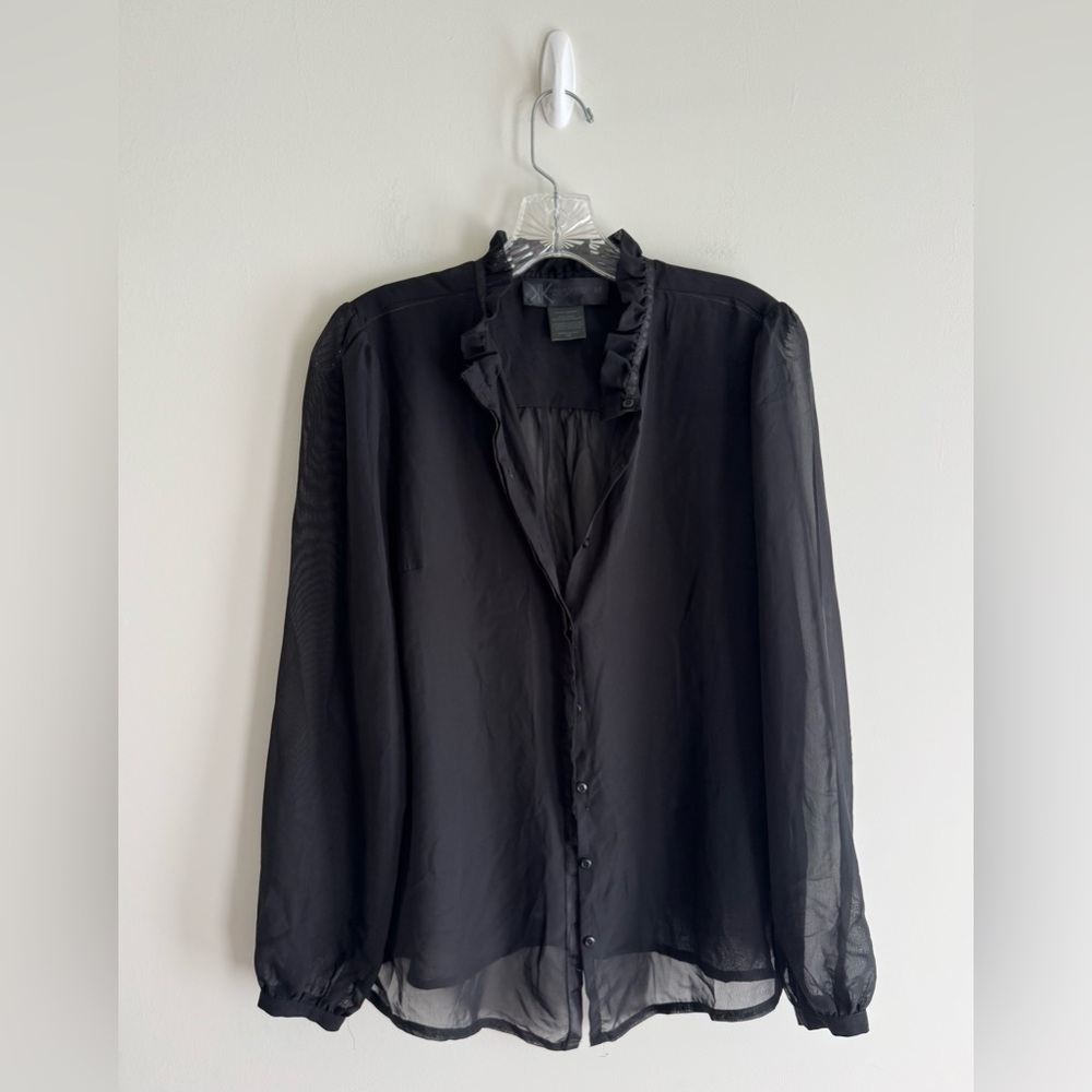 Kardashian Kollection Long Sleeve Sheer Blouse
